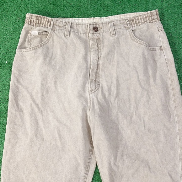 VINTAGE LEE BEIGE USA MADE DENIM JEANS WOMENS SIZE 16 PET (34X28) 80s 90s - Picture 4 of 12